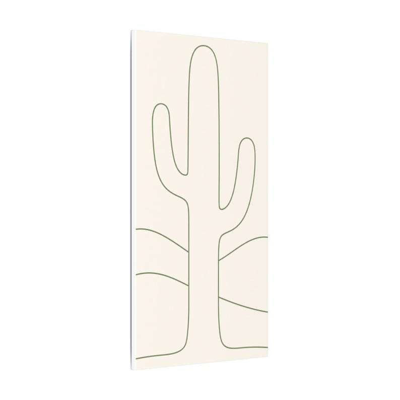 Minimalist Cactus Line Art Canvas, Sage Green Boho Southwest Japandi Decor image 2