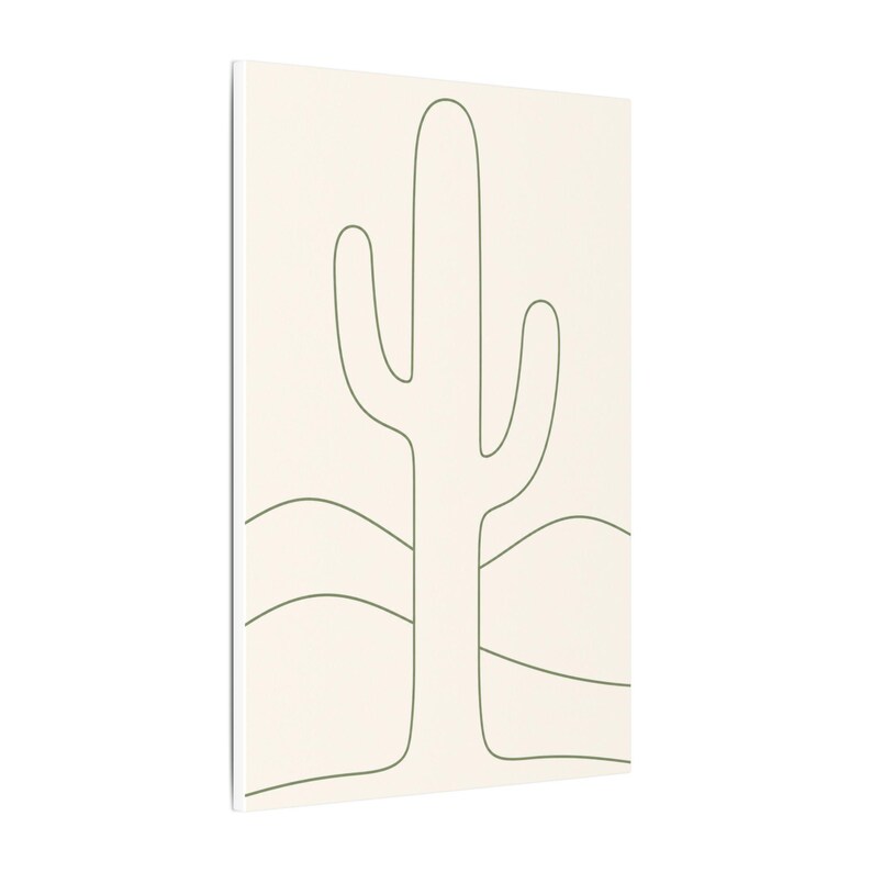 Minimalist Cactus Line Art Canvas, Sage Green Boho Southwest Japandi Decor image 6