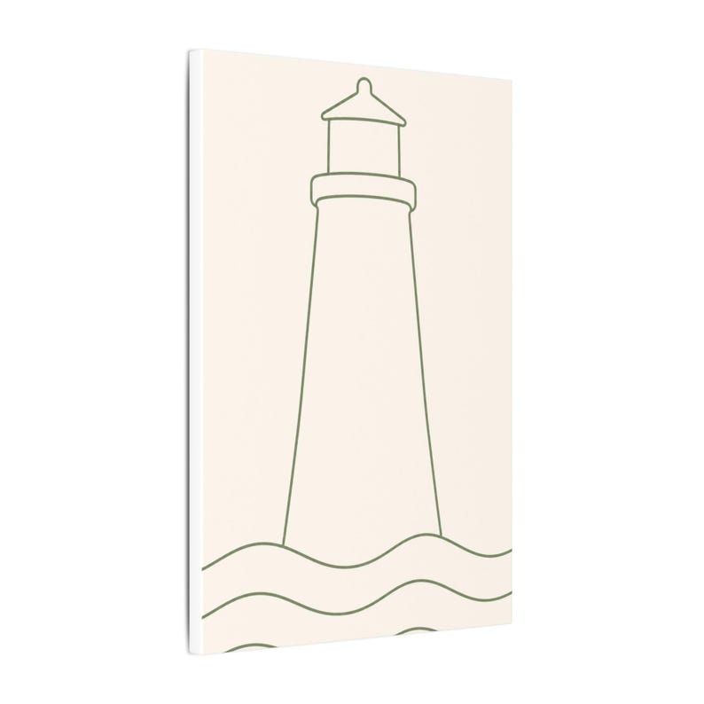 Minimalist Lighthouse Line Art Canvas, Sage Green Coastal Print, Japandi Beach House Decor image 14