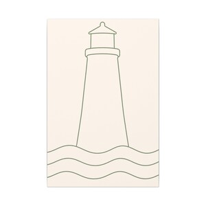 Minimalist Lighthouse Line Art Canvas, Sage Green Coastal Print, Japandi Beach House Decor image 9