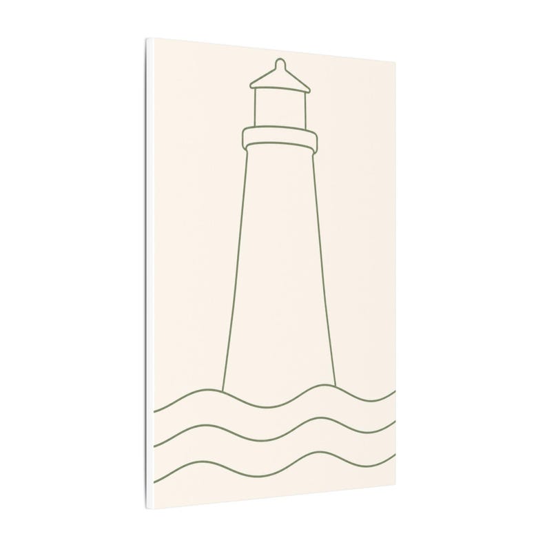 Minimalist Lighthouse Line Art Canvas, Sage Green Coastal Print, Japandi Beach House Decor image 10