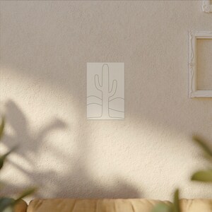 Minimalist Cactus Line Art Canvas, Sage Green Boho Southwest Japandi Decor image 11