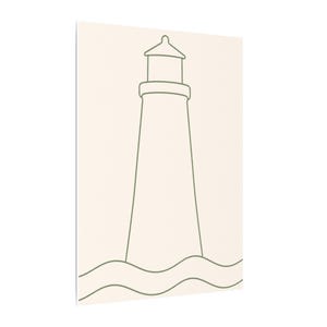 Minimalist Lighthouse Line Art Canvas, Sage Green Coastal Print, Japandi Beach House Decor image 6