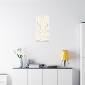 Minimalist Cactus Line Art Canvas, Sage Green Boho Southwest Japandi Decor image 4