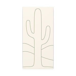 Minimalist Cactus Line Art Canvas, Sage Green Boho Southwest Japandi Decor image 1