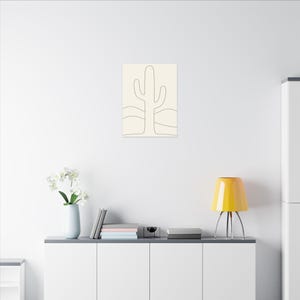 Minimalist Cactus Line Art Canvas, Sage Green Boho Southwest Japandi Decor image 8