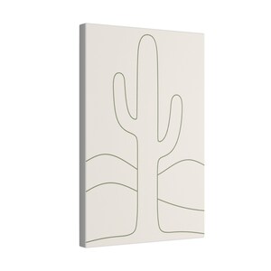 Minimalist Cactus Line Art Canvas, Sage Green Boho Southwest Japandi Decor image 10