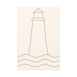 Minimalist Lighthouse Line Art Canvas, Sage Green Coastal Print, Japandi Beach House Decor image 17
