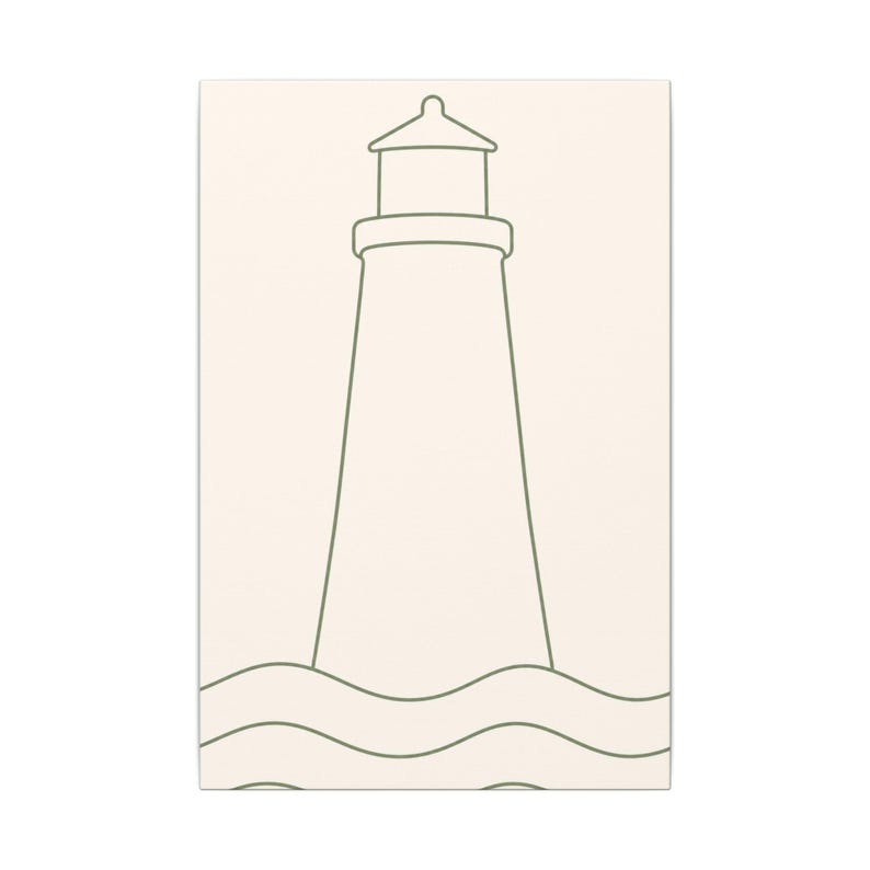 Minimalist Lighthouse Line Art Canvas, Sage Green Coastal Print, Japandi Beach House Decor image 13