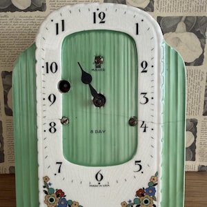 Vintage Miller 8 Day Ceramic Wall Clock for Restoration | Art Deco Pottery Clock | Made in USA | Parts Repair Display