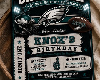 Football Birthday Invitation | Navy & Silver Game Day Party Invite | Editable Canva Template