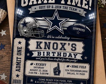 Football Birthday Invitation | Navy & Silver Game Day Party Invite | Editable Canva Template