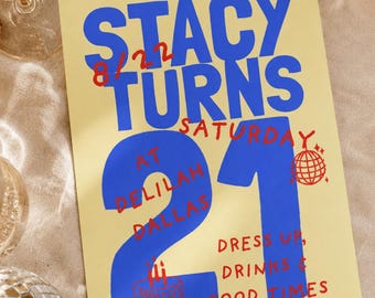 21st Birthday Invitation Template | Editable Canva