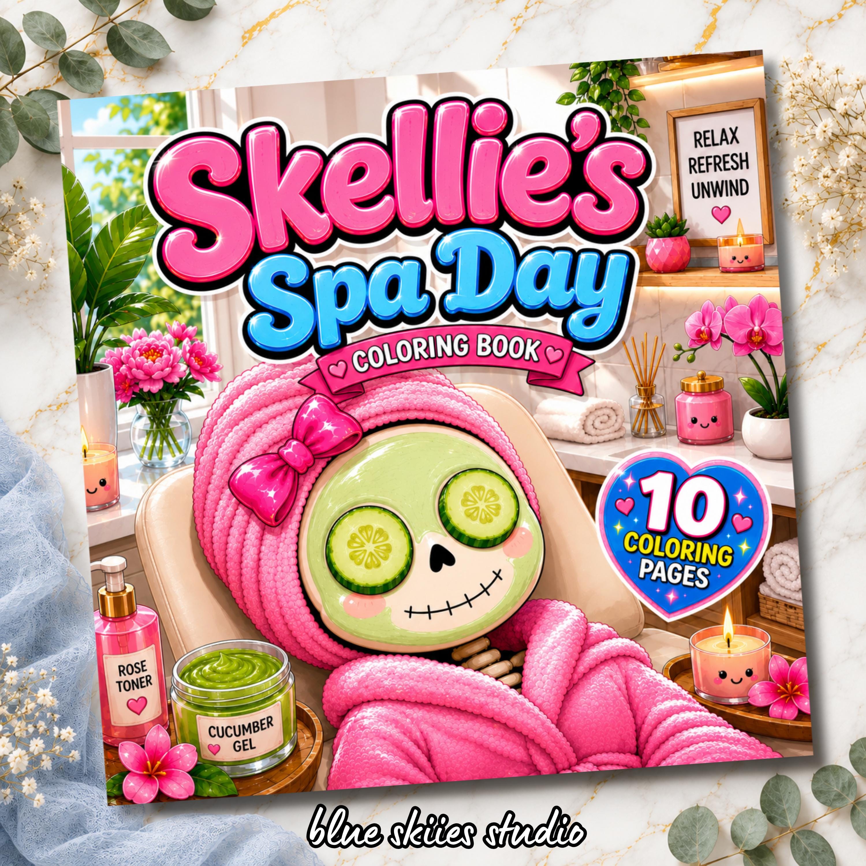 Skeleton Spa 10 Skellie's Spa Day Coloring Pages, Cute Kawaii Skeleton Spa Printable ...