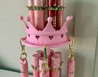 Crown lip gloss holder rotating lip protector stand organizer makeup storage display  beauty accessories PLouise inspired 3D printed