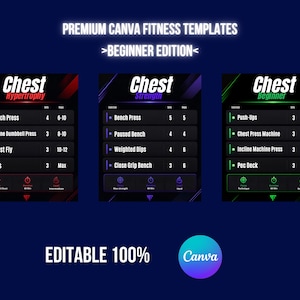 Modèle Canva Fitness pour clients débutants, plan de programme d'entraînement pour novices, accueil des clients en coaching sportif, modèle de fiche d'entraînement facile