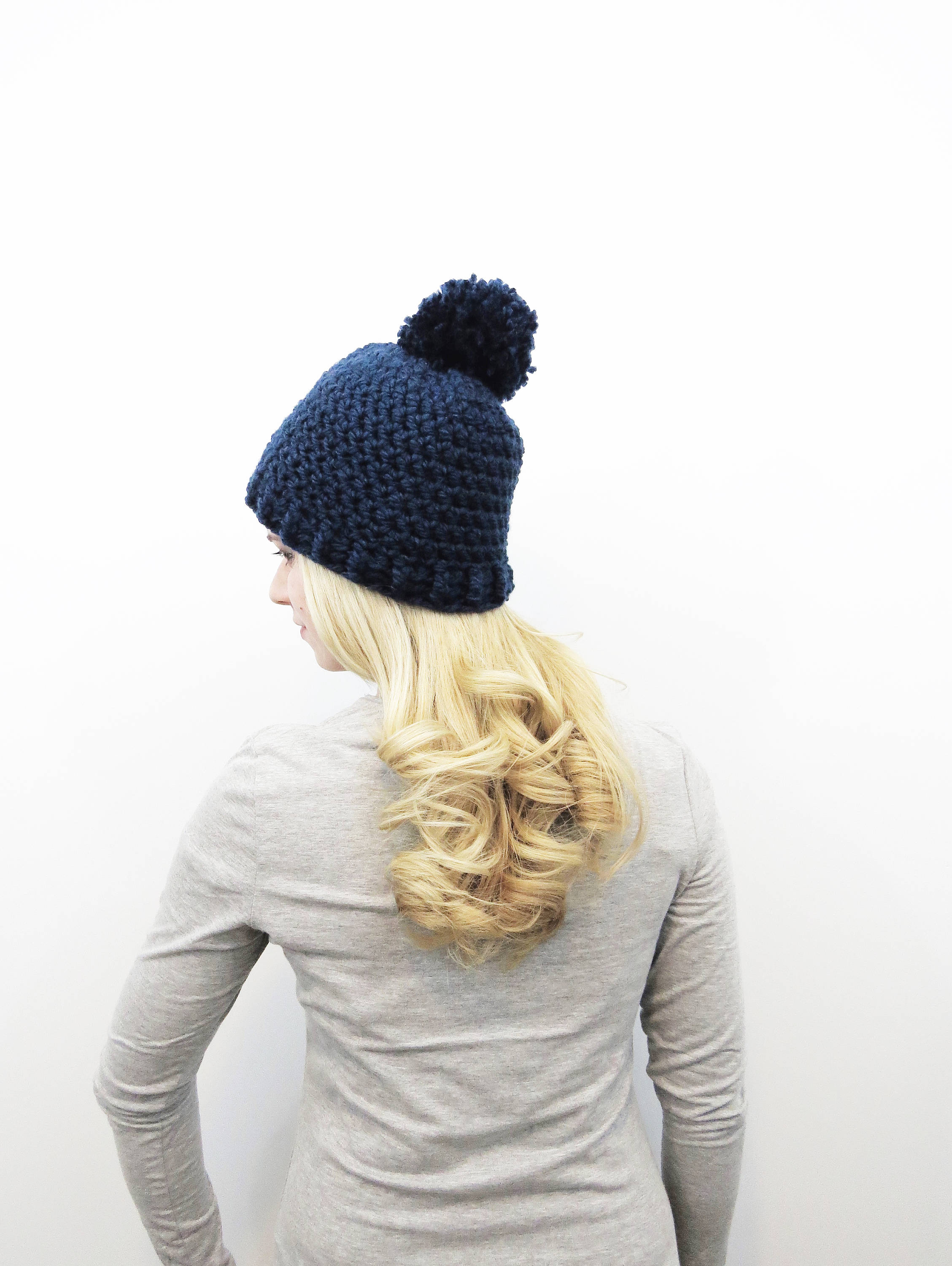 Navy Pom Pom Hat. Chunky Pom Pom Beanie. Unisex Navy Beanie. Etsy