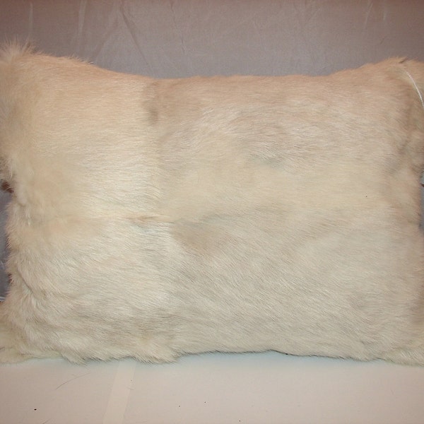 P-84 Genuine Cream White RABBIT Fur Pillow 16 x 11 Great Decor Gift