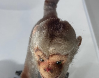 Vintage Berg Tiere mit Herz Miniature Mohair Monkey Lemur – Austria, Original Heart Tag