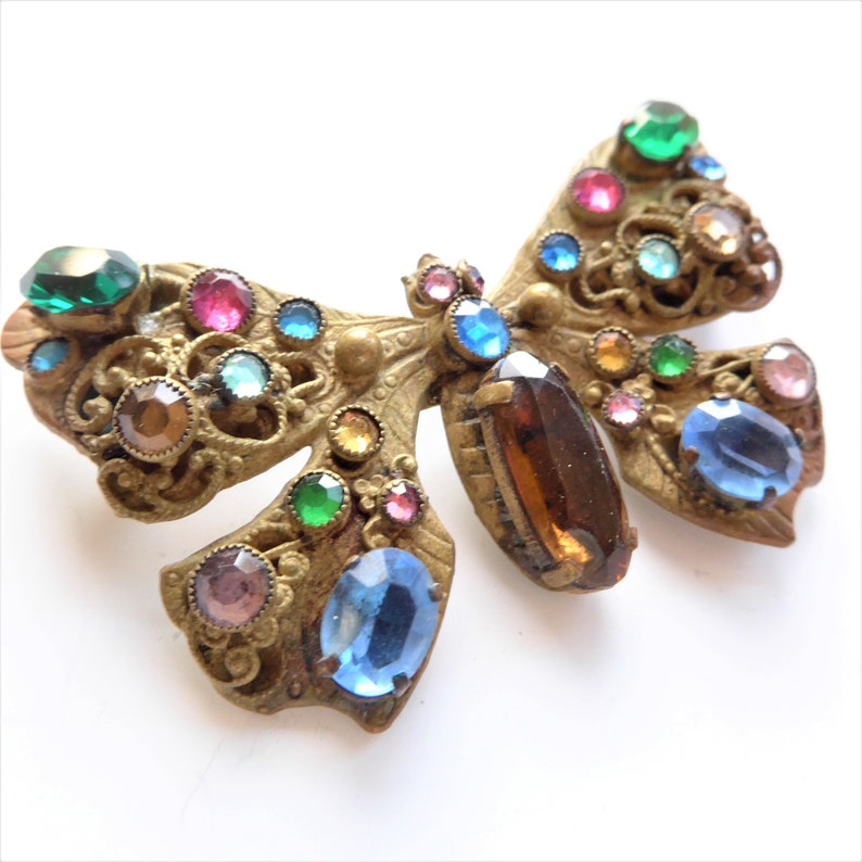 Art Deco 1930/'s Original Vintage Czech Butterfly Brooch Over 2