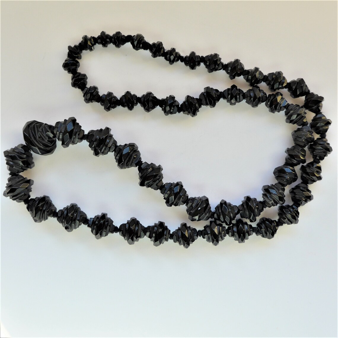 Whitby Jet Beads Necklace Outstanding Victorian Etsy