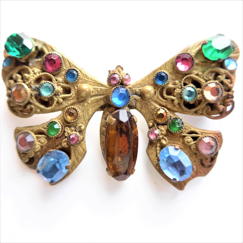Art Deco 1930/'s Original Vintage Czech Butterfly Brooch Over 2
