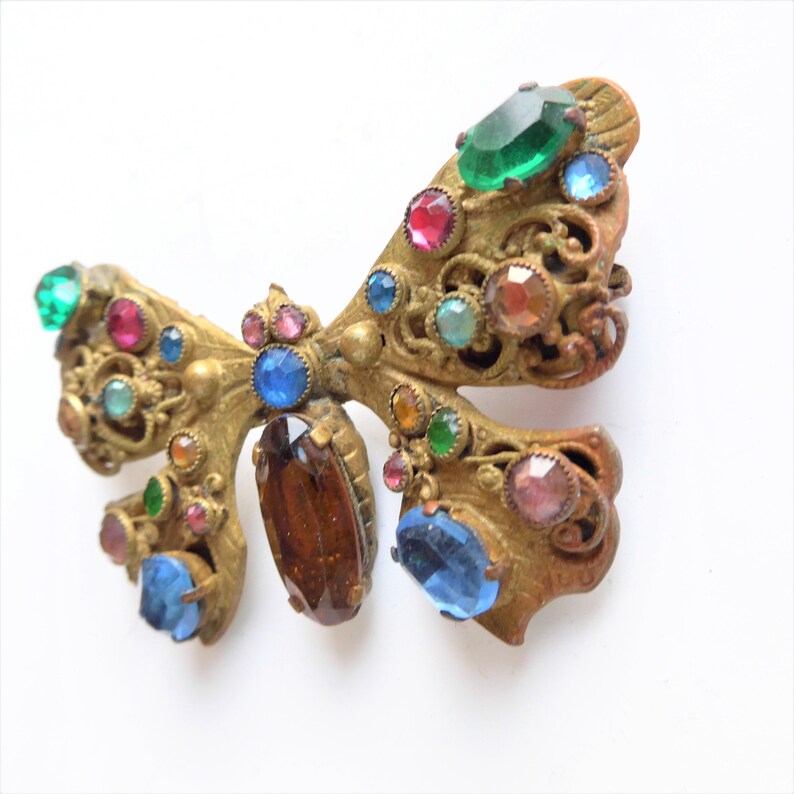Art Deco 1930/'s Original Vintage Czech Butterfly Brooch Over 2