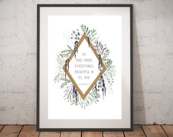 Ecclesiastes, Jeremiah, Psalm Bible Verse Botanical Prints