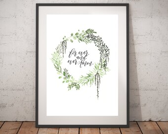 4 Quotes Wreath: Mother Theresa, Light of the World, Forever & Ever Amen, and Restored Prints