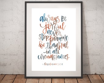 Joyful, Praying, Thankful | 1 Thessalonians 5:16-18 (2 Color Versions)