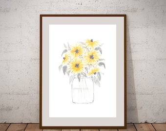 Sunflowers in a Jar Print