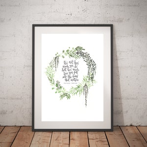 4 Quotes Wreath: Mother Theresa, Light of the World, Forever & Ever Amen, and Restored Prints image 3