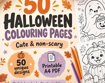 58 Halloween Coloring Pages Bundle – Spooky Designs (Digital Download)