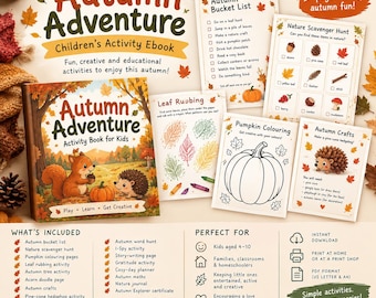 Printable Autumn Activity Book for Kids - Nature Crafts, Colouring, Scavenger Hunts, Story Writing, and Learning Fun