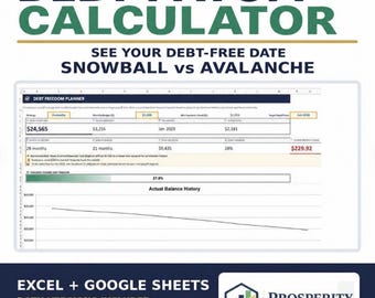 Debt Payoff Calculator Spreadsheet | Snowball & Avalanche Debt Tracker | Excel and Google Sheets