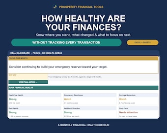 Personal Finance Spreadsheet: Monthly Financial Health Planner for Excel & Google Sheets