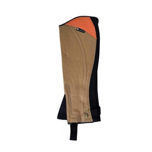 Leather English Riding Half Chaps, Unisex Equestrian Gaiters, Color Block Top