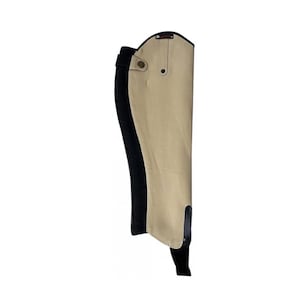 Genuine Leather Half Chaps Beige | Equestrian Riding Gaiters with Zipper, Stretch Panel