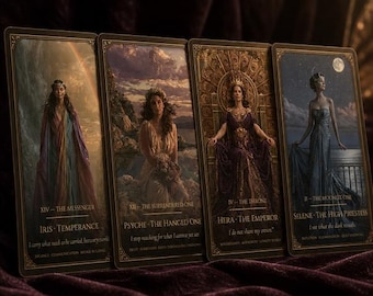 Olympus Greek Mythology Goddess Tarot Deck, Major Arcana Archetype Oracle Cards, Printable Digital Download, Illustrated Divination Set