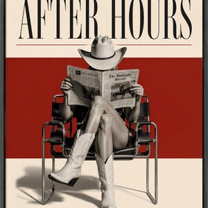 After Hours — Cowgirl Vintage Poster Canvas Print, Western Wall Art, Americana Decor, Bold Statement Print
