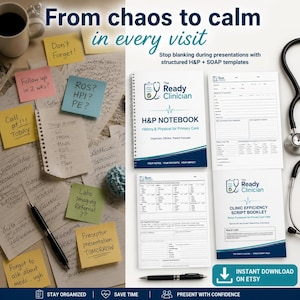 Primary Care Clinical SOAP Notebook Starter Kit for NP, PA, Medical Students (printable pdf)