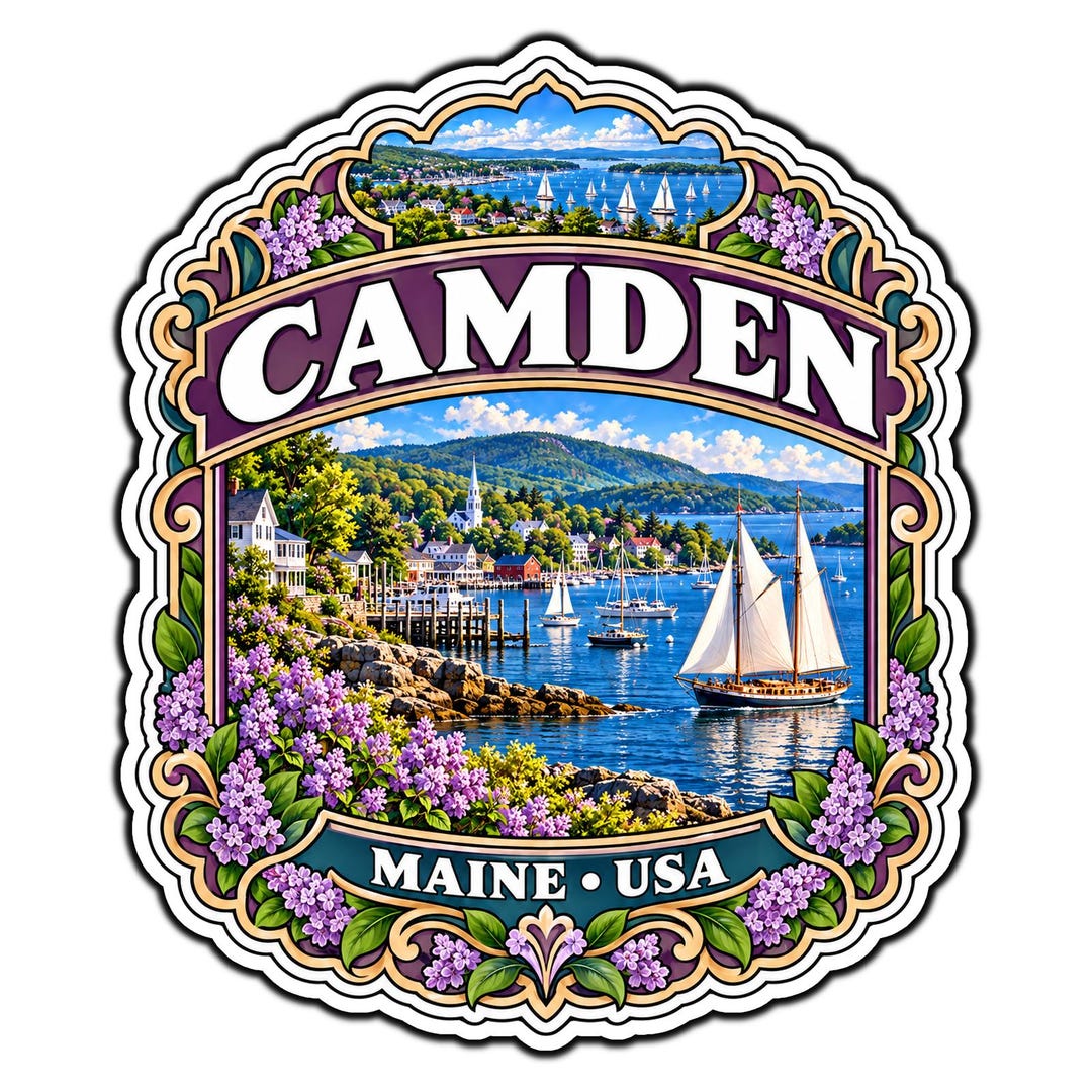 Camden Maine Vinyl Sticker – Waterproof Die-cut Travel Badge - Etsy