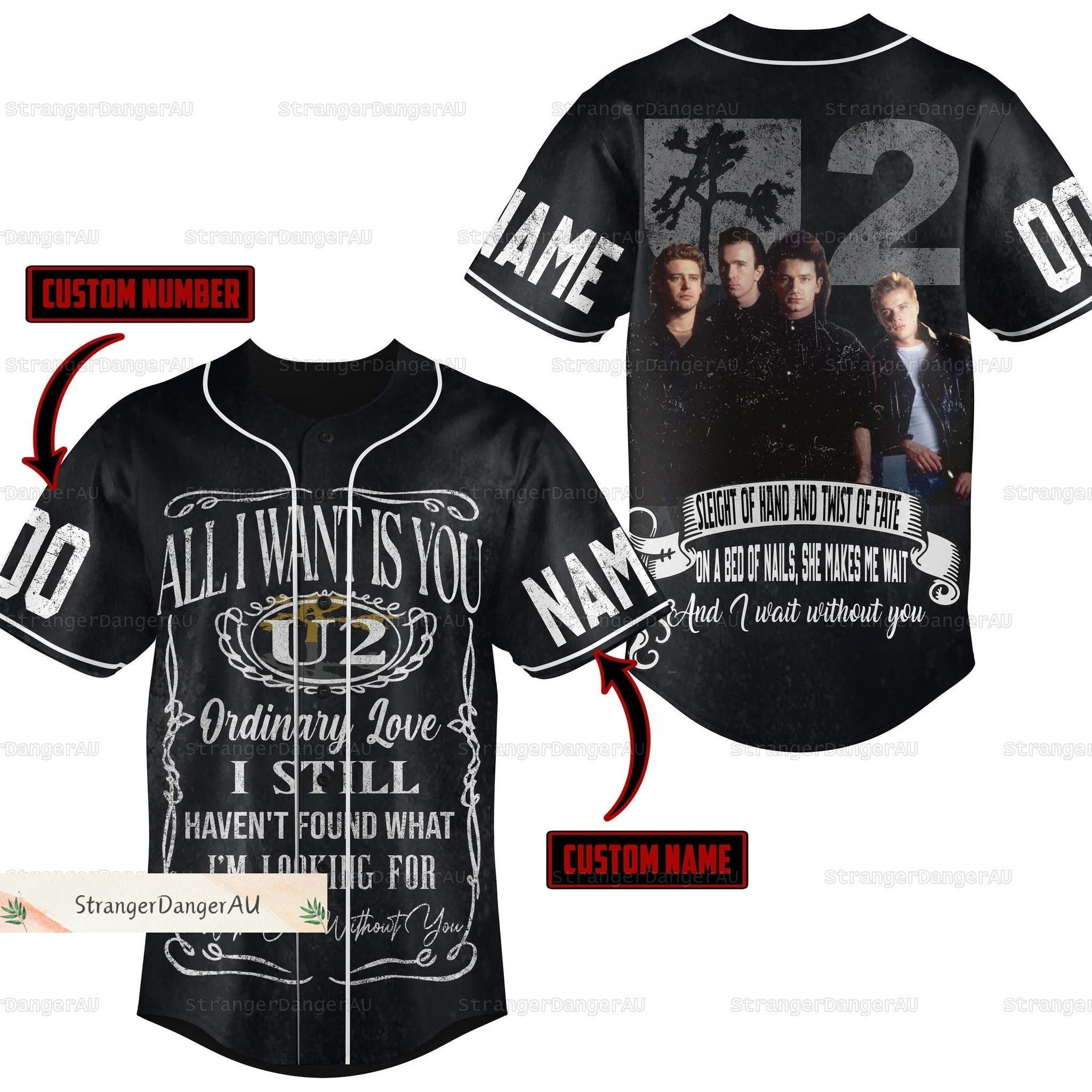 U2 Band Jersey, U2 Tour Baseball Jersey, U2 All I Want Is You Baseball Shirt