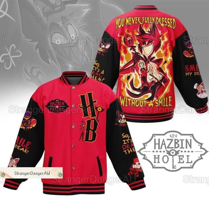 Alastor Hazbin Hotel Baseball Jacket, Hazbin Hotel Varsity Jacket