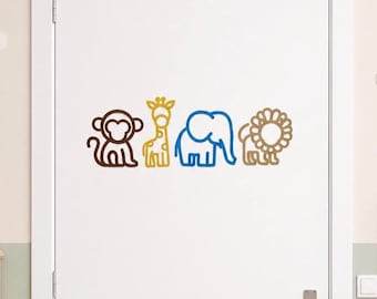 4 Set Personalized Safari Animal Door Decor