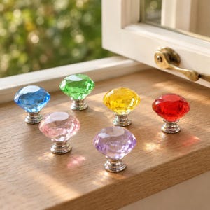Flat Diamond Crystal Knob 3cm – Elegant Cabinet & Drawer Handle