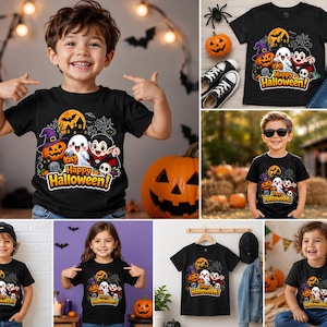 PNG de Halloween para Niños, Diseño de Camiseta Fantasma Calabaza Vampiro, Gráfico para Sublimación (Descarga Instantánea)