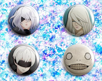 NieR Automata Pin-back Button Badges | A2 2B 9S Emil A-two two-B Nine-S