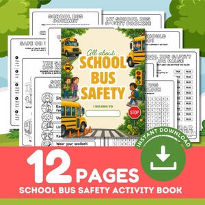 School Bus Safety Activity Book, Bus Rules Back to School Printable Pack, Kindergarten Preschool Busy Book, Traffic Safety Digital Download