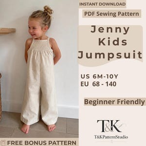 Jenny Overalls Sewing Pattern (6M-10Y), Jumpsuit for Kids, Romper Pattern Kids, Kids Pattern, Beginner Sewing Pattern, Pattern Toddlers